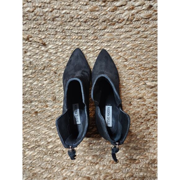 Steve Madden Black Suede Leather Ankle Booties Boots Size 9 M - Picture 10 of 11